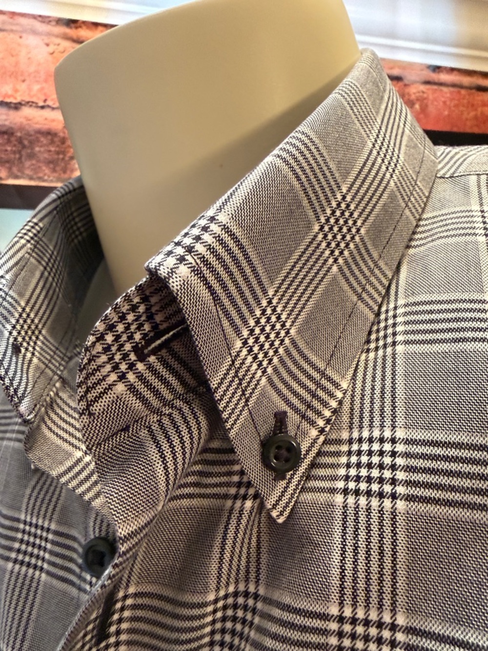Paul Fredrick Black & White Plaid Cotton Button-Up - Picture 13 of 17